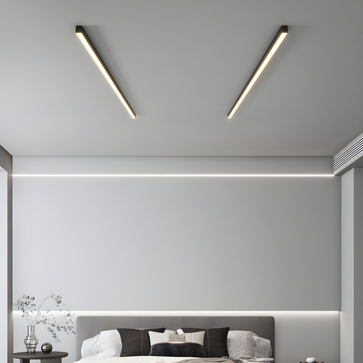 Linear LED Ceiling Light Minimalist Flush Mount with Tri-Colour and Dual Installation