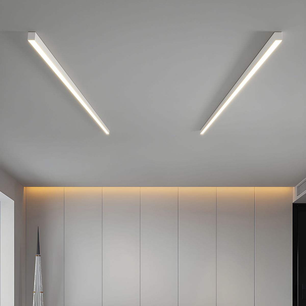 Linear LED Ceiling Light Minimalist Flush Mount with Tri-Colour and Dual Installation