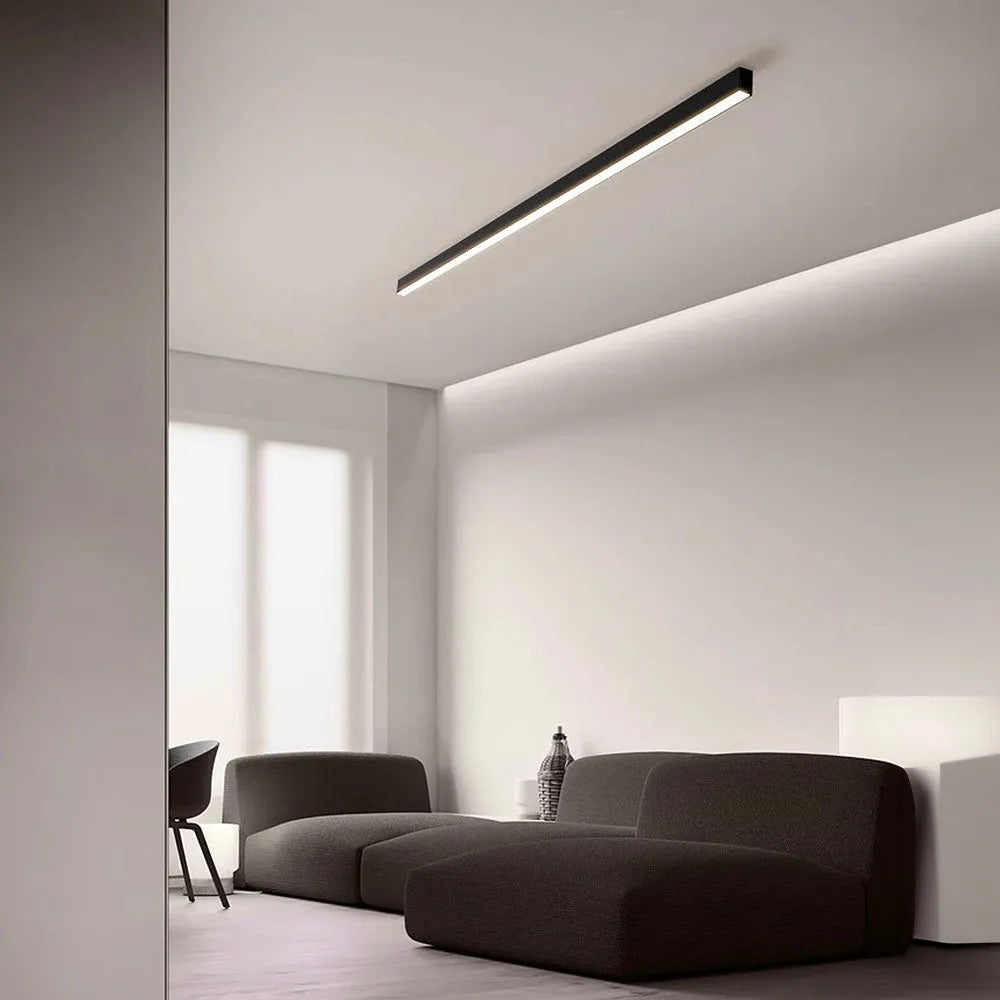 Linear LED Ceiling Light Minimalist Flush Mount with Tri-Colour and Dual Installation