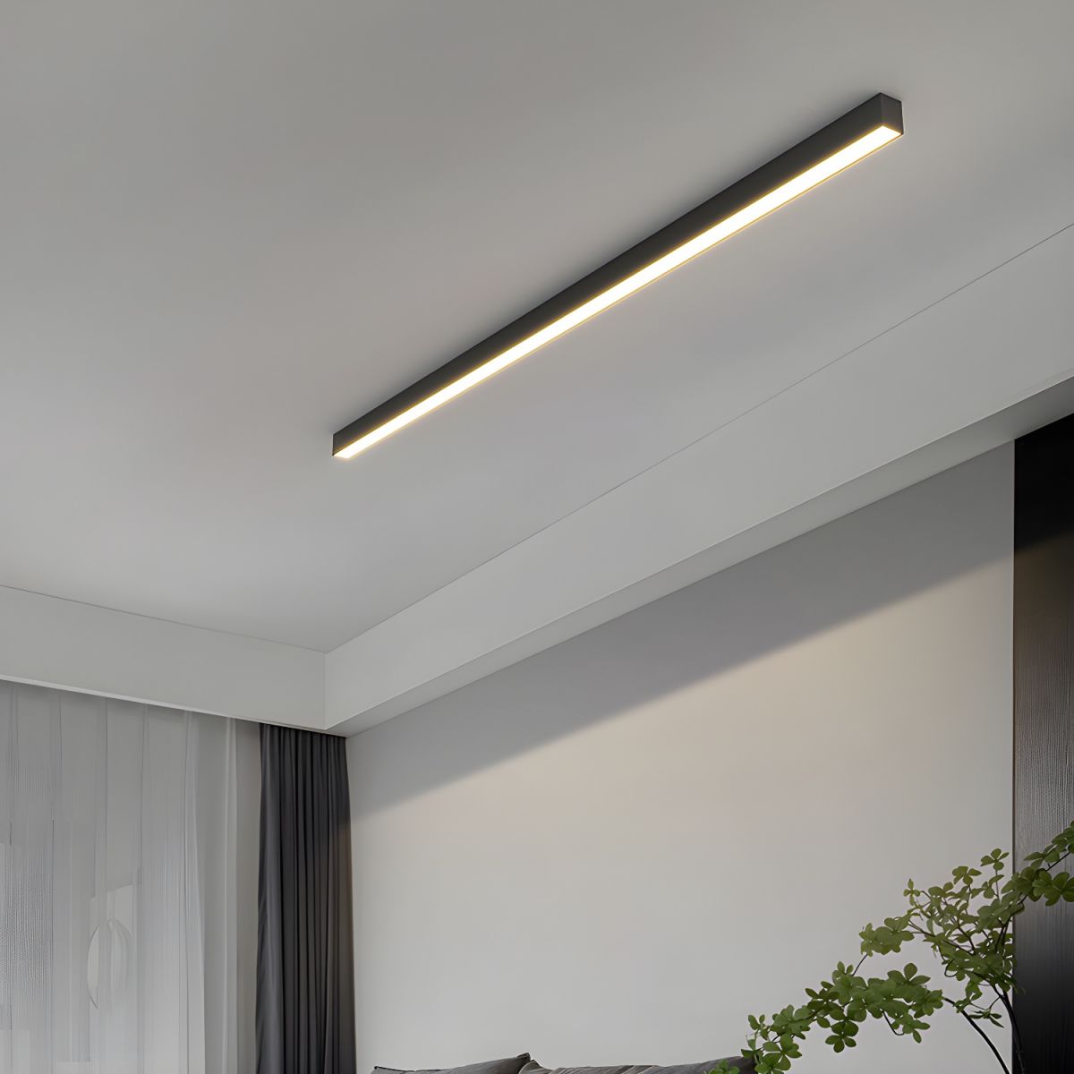 Linear LED Ceiling Light Minimalist Flush Mount with Tri-Colour and Dual Installation