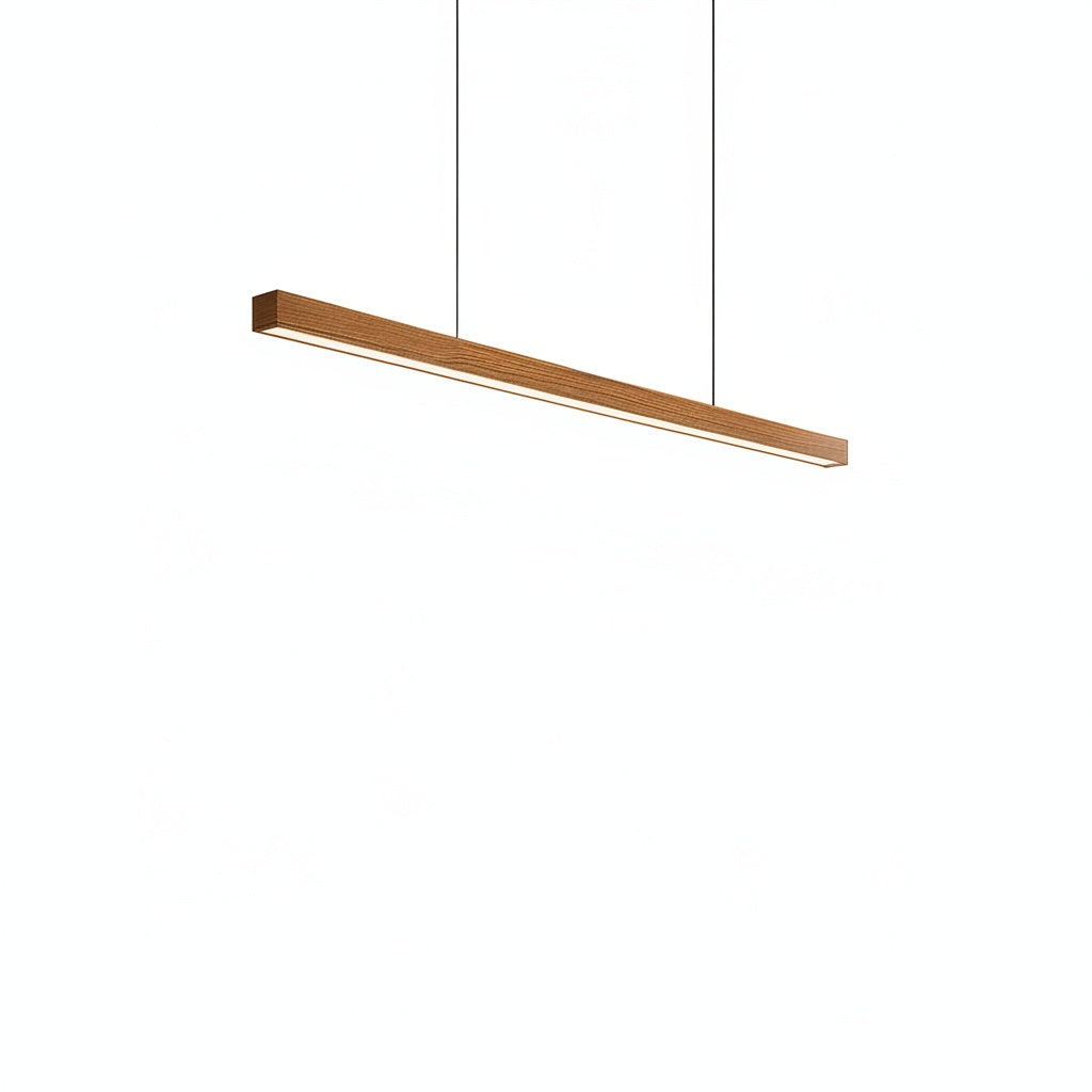 Linear LED Pendant Lamp Scandinavian Wood Finish with Adjustable Height