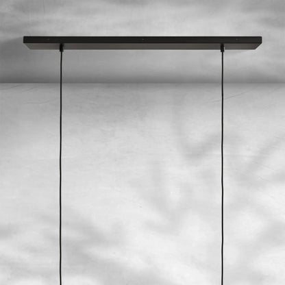 Linear Pendant Chandelier with Wood Beam and Mirrored Glass Shade