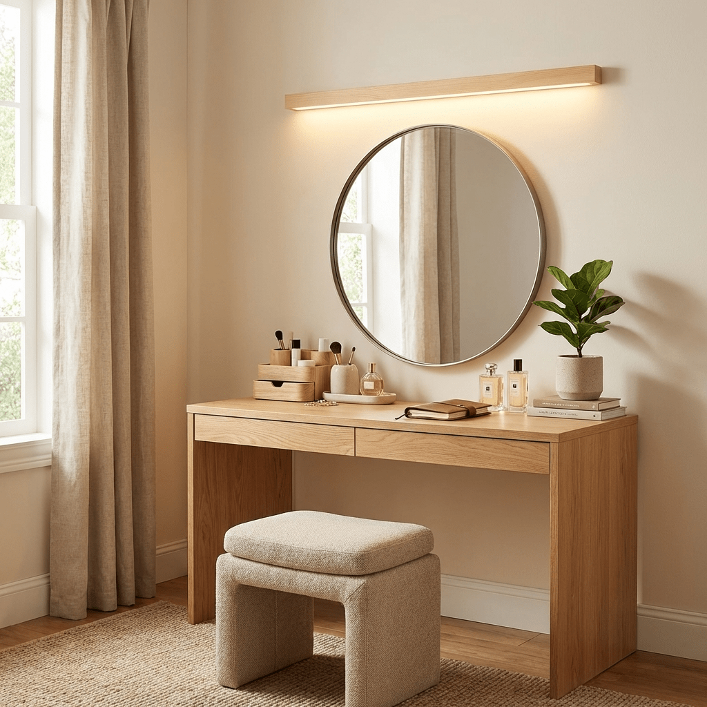 Linear Wood Wall Light Scandinavian with Dual-Mount Design and Integrated LED