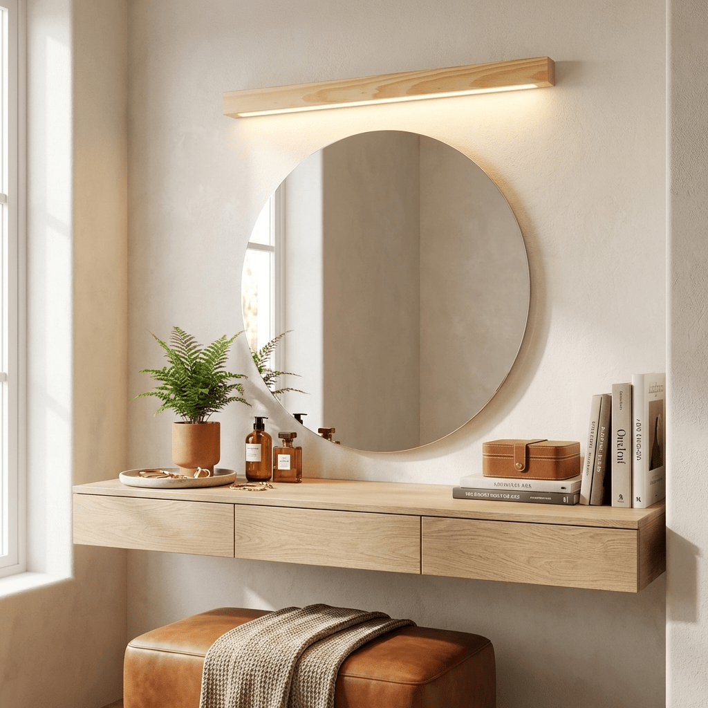 Linear Wood Wall Light Scandinavian with Dual-Mount Design and Integrated LED