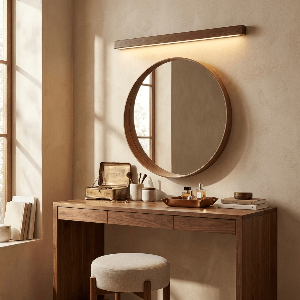 Linear Wood Wall Light Scandinavian with Dual-Mount Design and Integrated LED