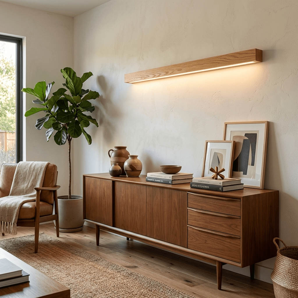 Linear Wood Wall Light Scandinavian with Dual-Mount Design and Integrated LED