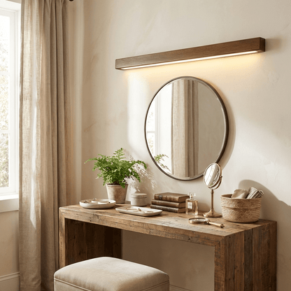 Linear Wood Wall Light Scandinavian with Dual-Mount Design and Integrated LED