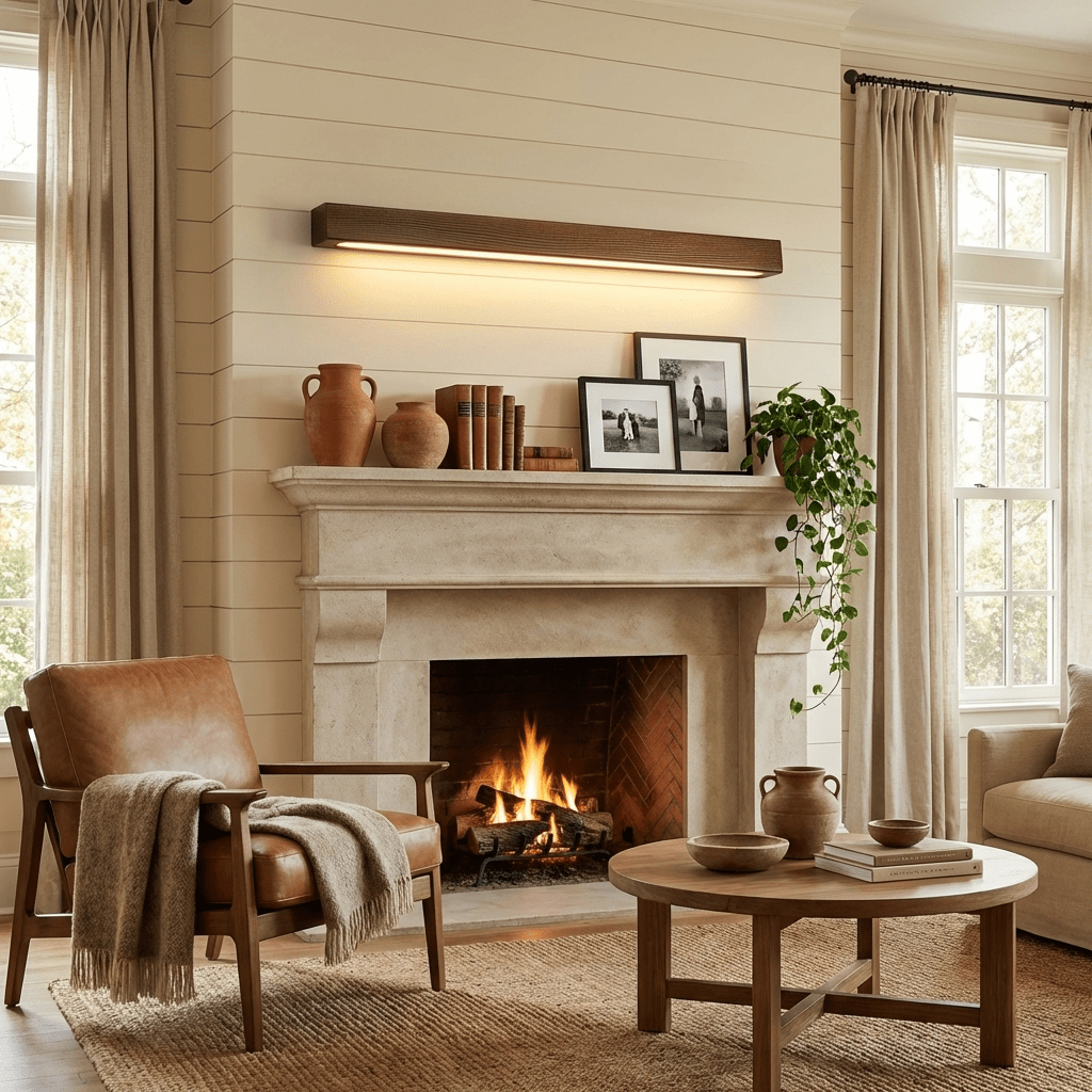 Linear Wood Wall Light Scandinavian with Dual-Mount Design and Integrated LED