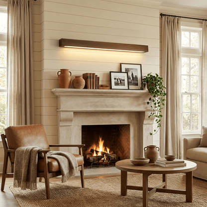 Linear Wood Wall Light Scandinavian with Dual-Mount Design and Integrated LED
