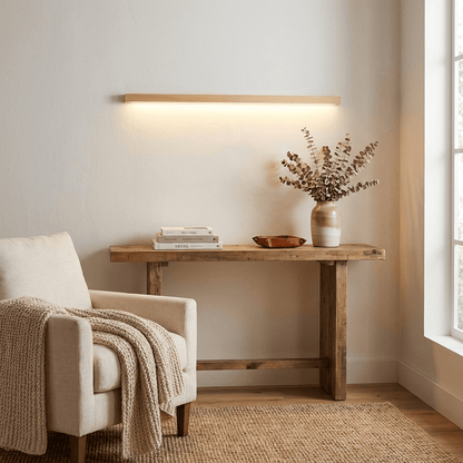 Linear Wood Wall Light Scandinavian with Dual-Mount Design and Integrated LED