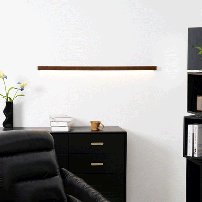 Linear Wood Wall Light Scandinavian with Dual-Mount Design and Integrated LED