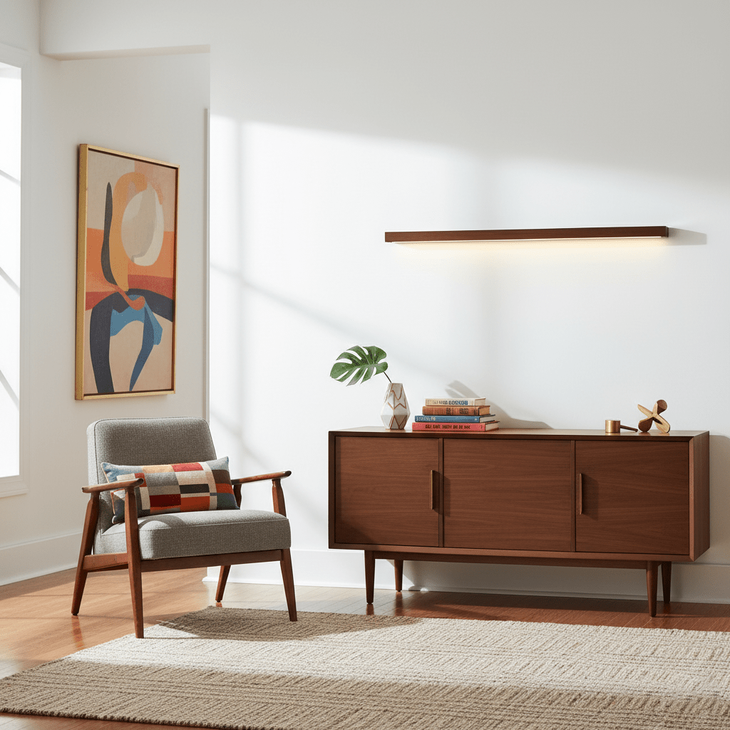 Linear Wood Wall Light Scandinavian with Dual-Mount Design and Integrated LED