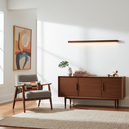 Linear Wood Wall Light Scandinavian with Dual-Mount Design and Integrated LED