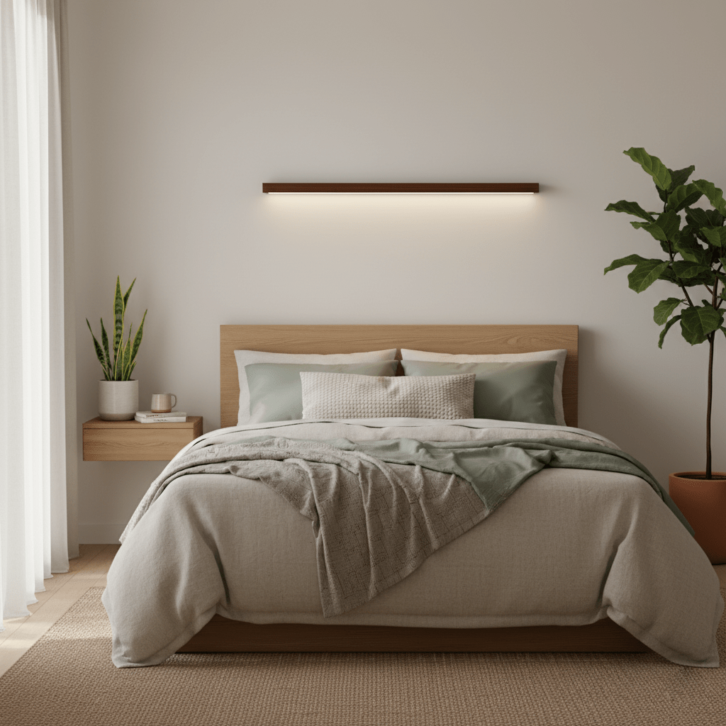 Linear Wood Wall Light Scandinavian with Dual-Mount Design and Integrated LED