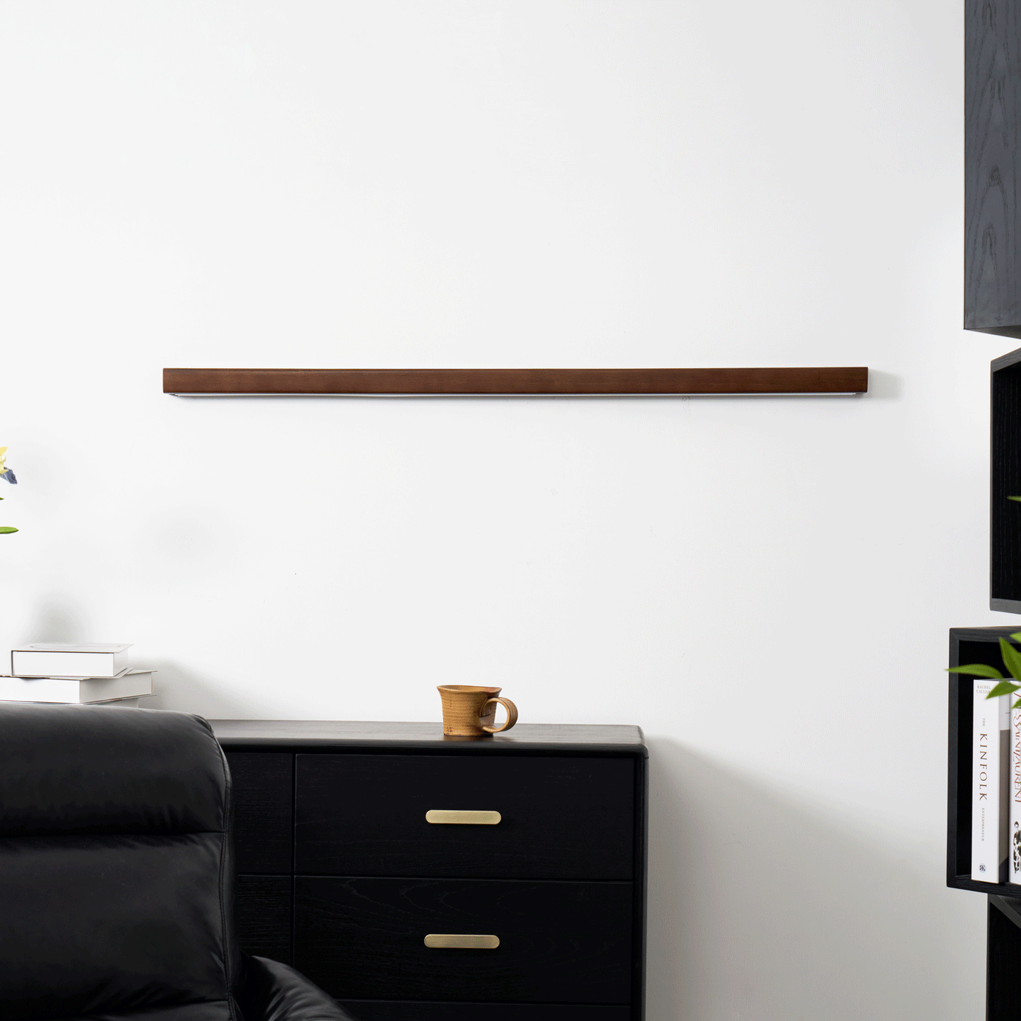 Linear Wood Wall Light Scandinavian with Dual-Mount Design and Integrated LED