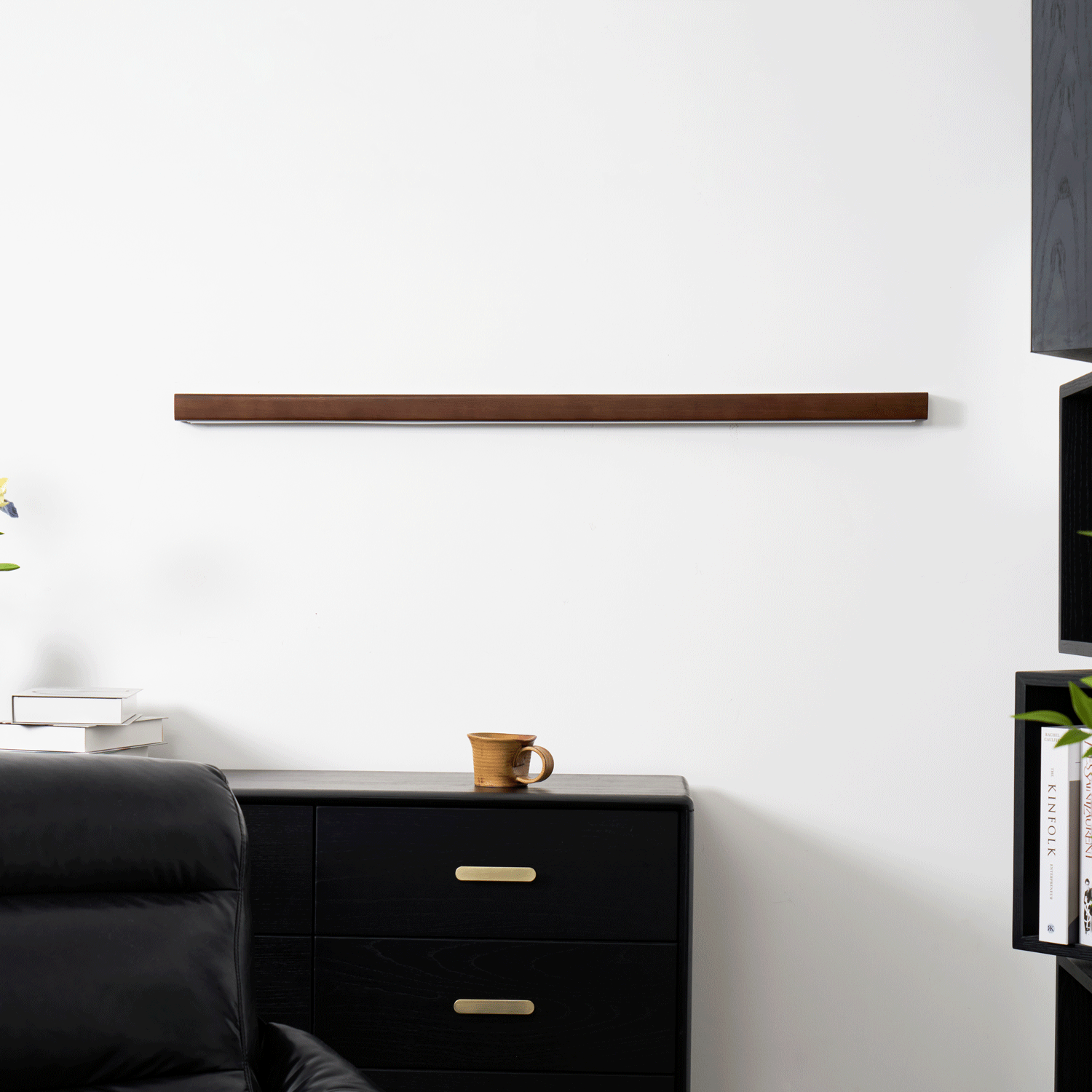 Linear Wood Wall Light Scandinavian with Dual-Mount Design and Integrated LED