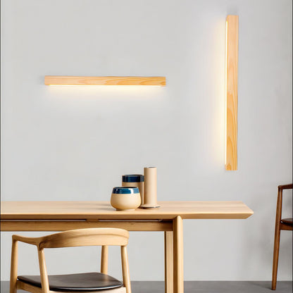 Linear Wood Wall Light Scandinavian with Dual-Mount Design and Integrated LED