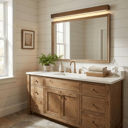 Linear Wood Wall Light Scandinavian with Dual-Mount Design and Integrated LED