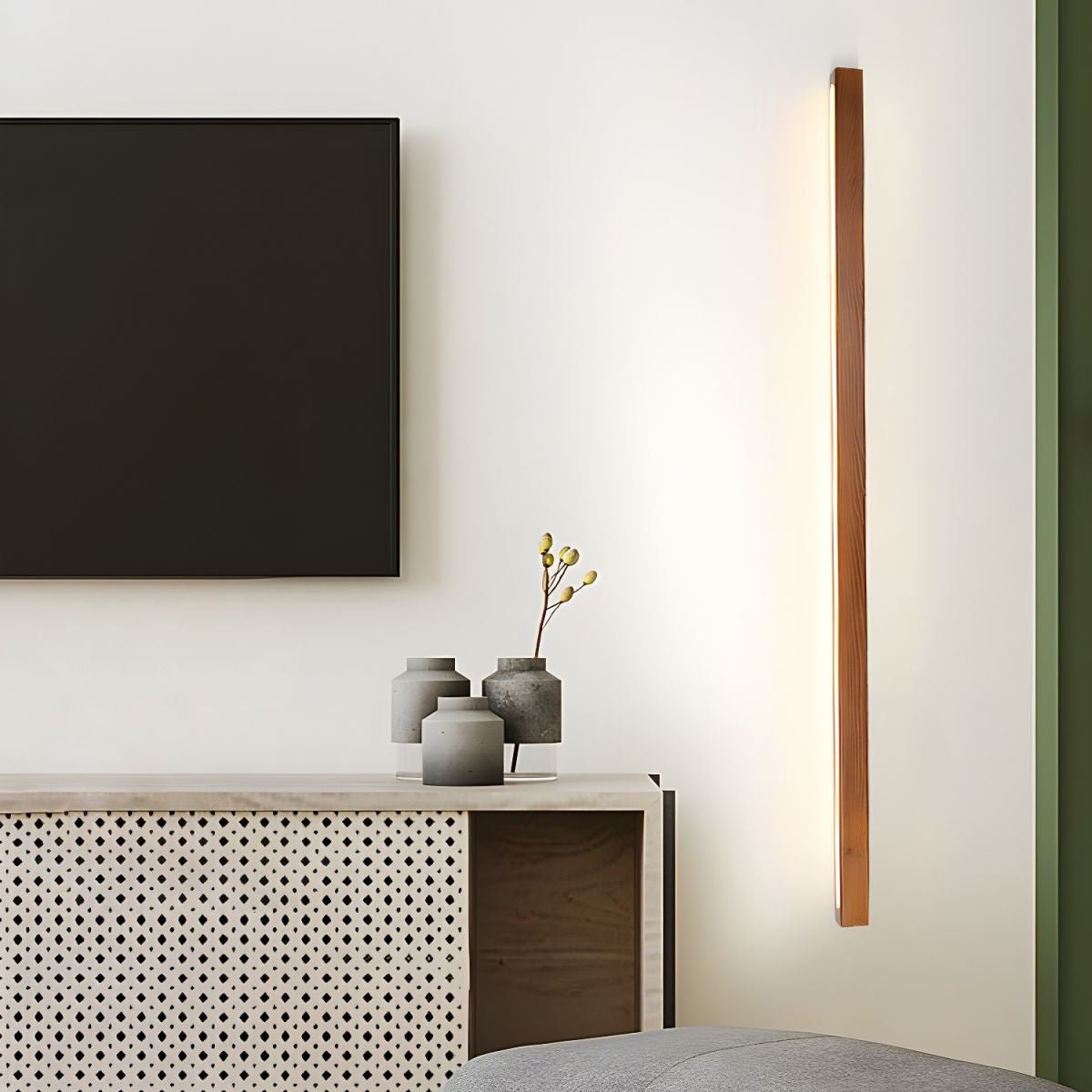 Linear Wood Wall Light Scandinavian with Dual-Mount Design and Integrated LED