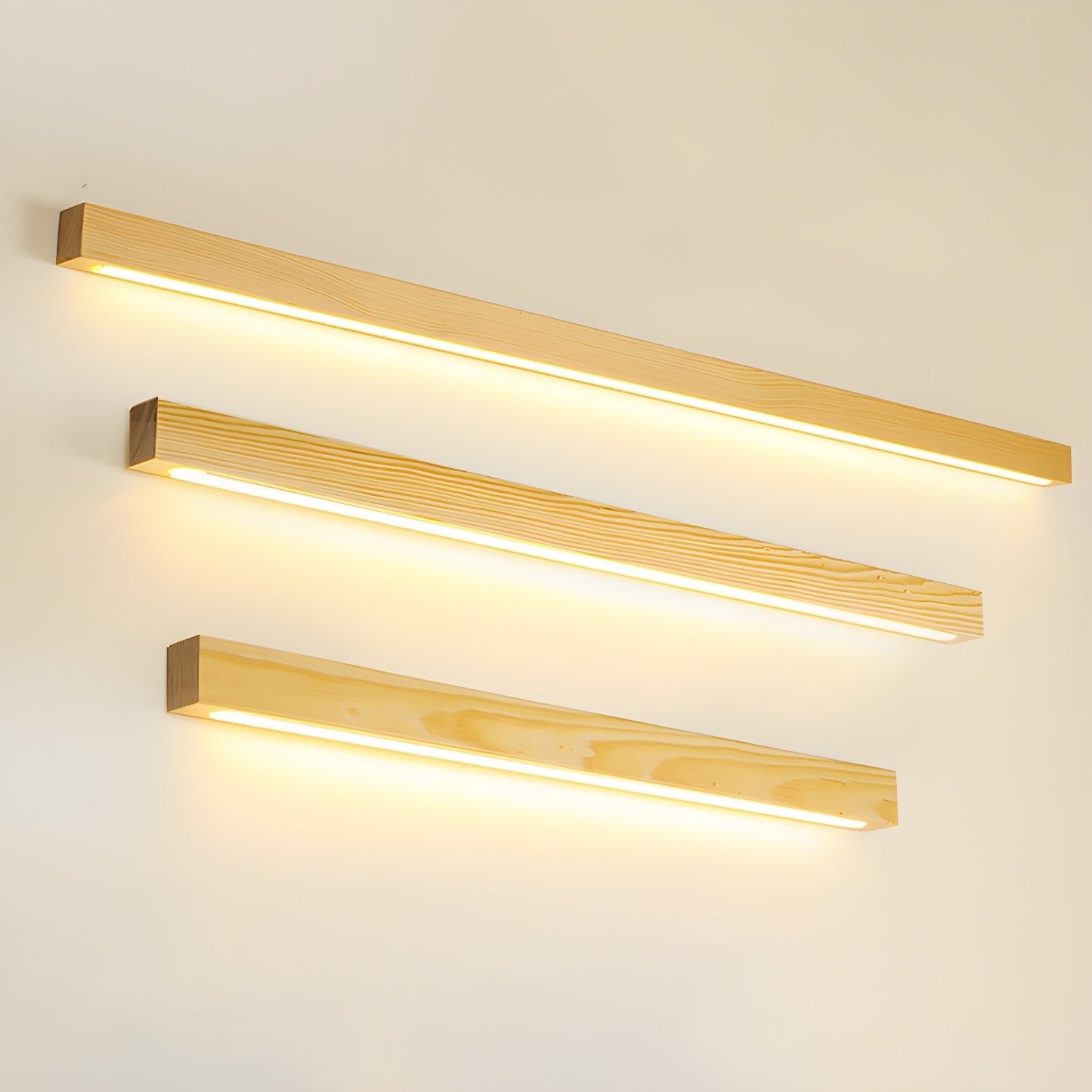 Linear Wood Wall Light Scandinavian with Dual-Mount Design and Integrated LED