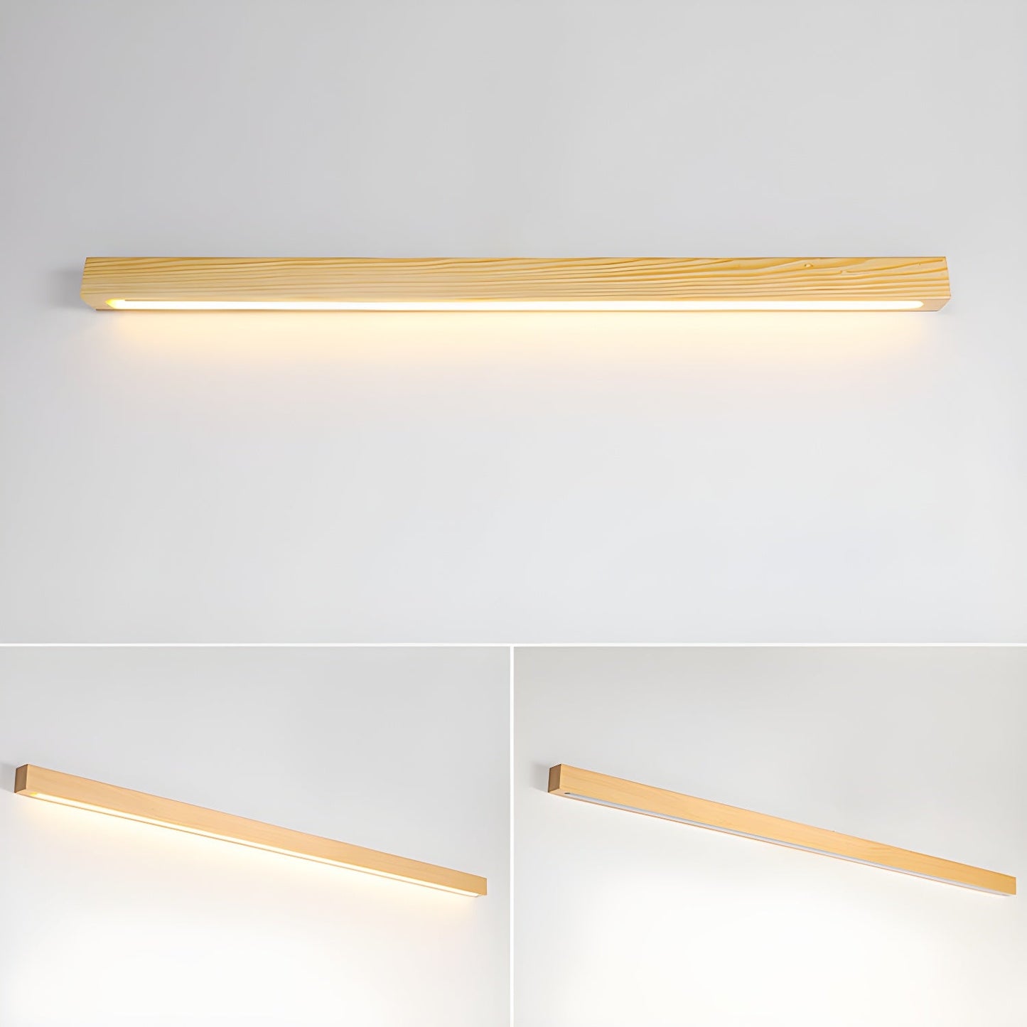 Linear Wood Wall Light Scandinavian with Dual-Mount Design and Integrated LED