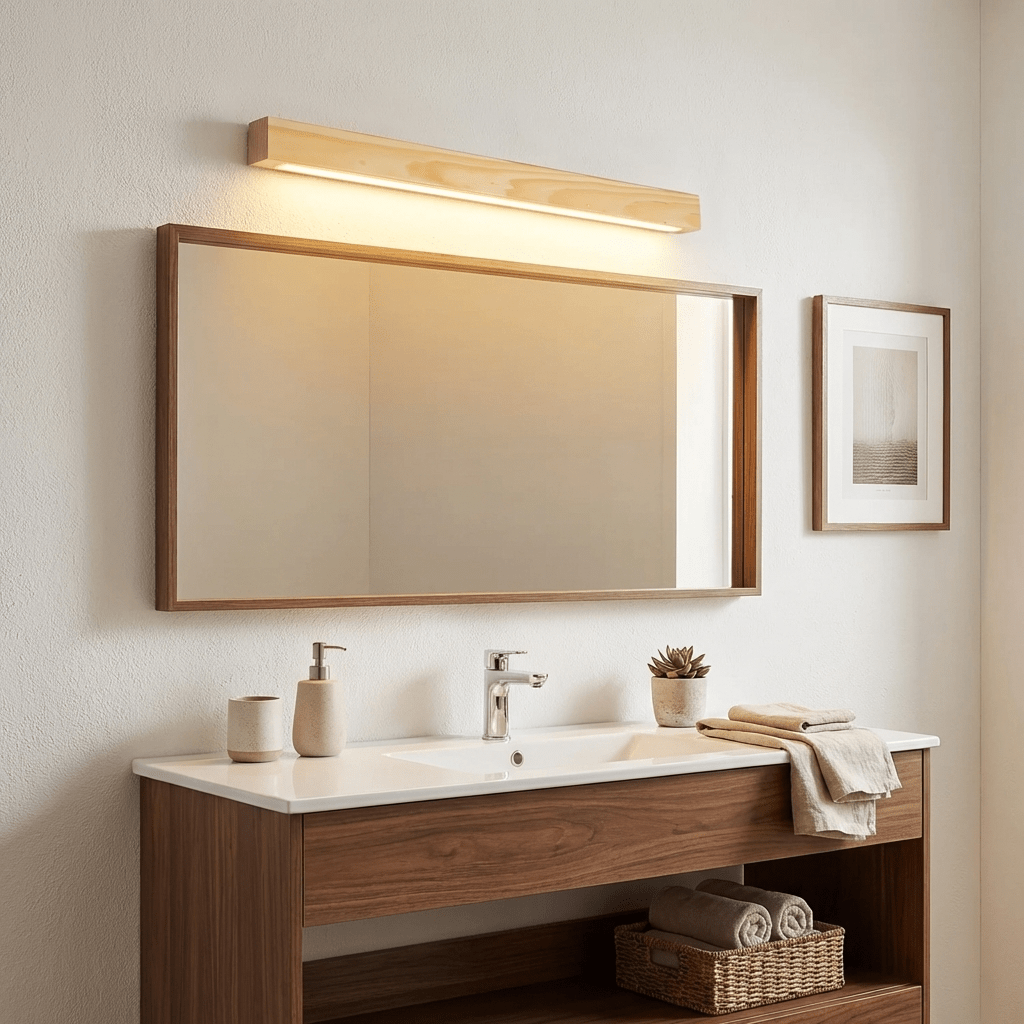 Linear Wood Wall Light Scandinavian with Dual-Mount Design and Integrated LED