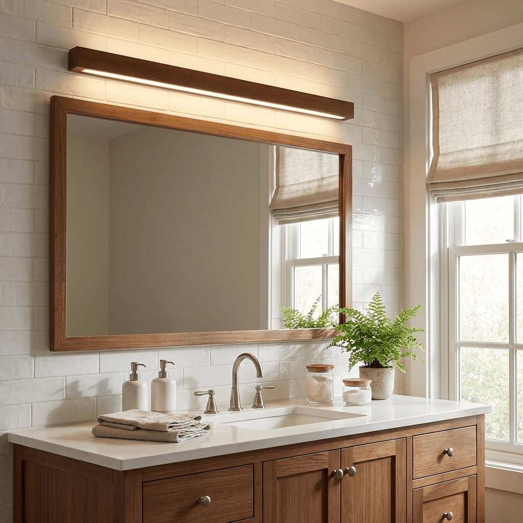 Linear Wood Wall Light Scandinavian with Dual-Mount Design and Integrated LED