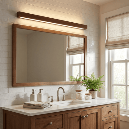 Linear Wood Wall Light Scandinavian with Dual-Mount Design and Integrated LED