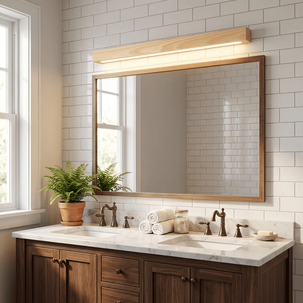 Linear Wood Wall Light Scandinavian with Dual-Mount Design and Integrated LED