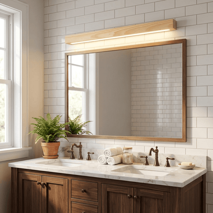 Linear Wood Wall Light Scandinavian with Dual-Mount Design and Integrated LED