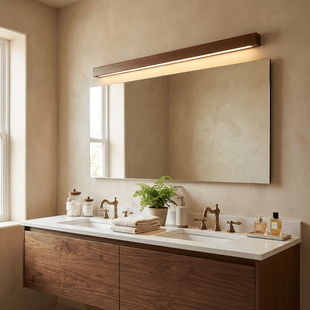Linear Wood Wall Light Scandinavian with Dual-Mount Design and Integrated LED