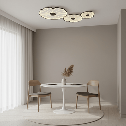 Lotus Leaf Ceiling Lamp Scandinavian with Integrated LED and Wood Grain Finish