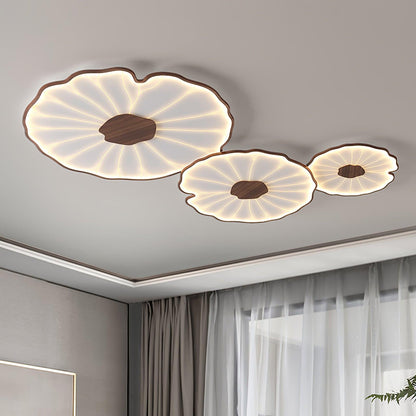 Lotus Leaf Ceiling Lamp Scandinavian with Integrated LED and Wood Grain Finish