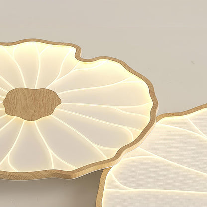 Lotus Leaf Ceiling Lamp Scandinavian with Integrated LED and Wood Grain Finish