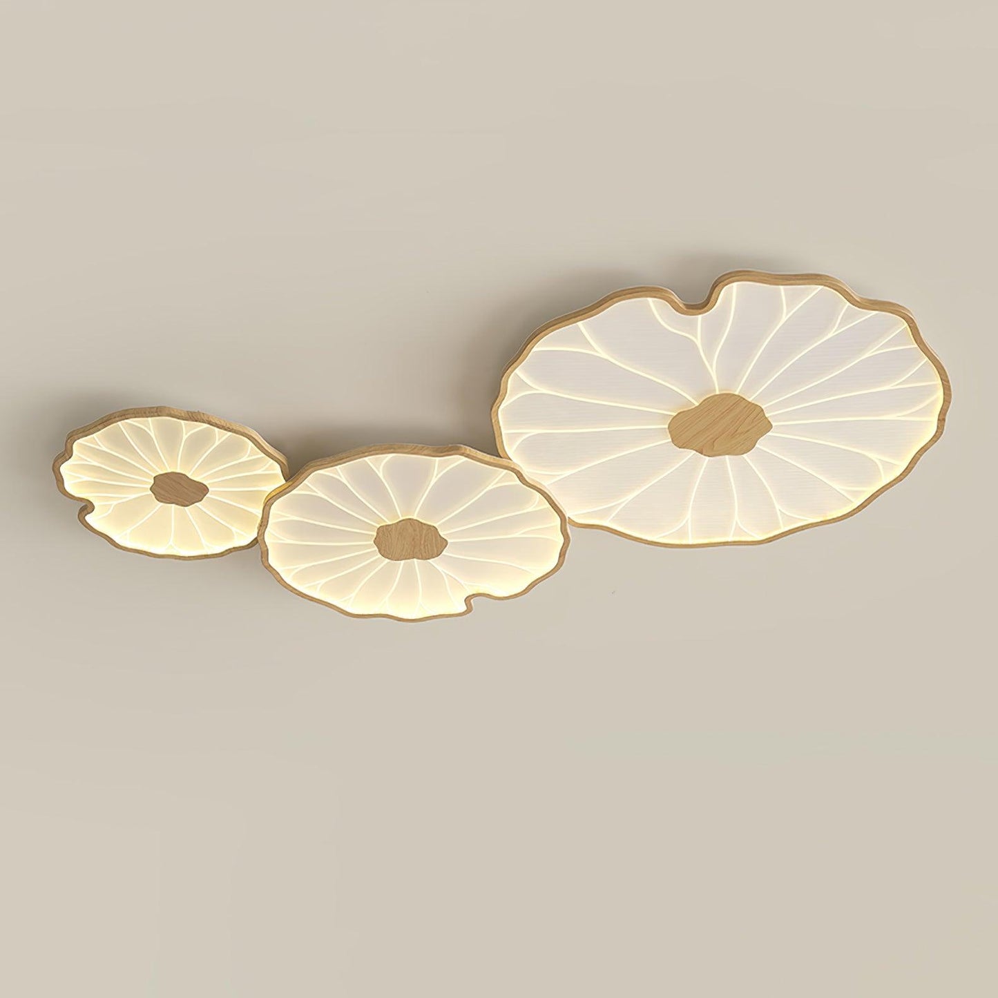 Lotus Leaf Ceiling Lamp Scandinavian with Integrated LED and Wood Grain Finish