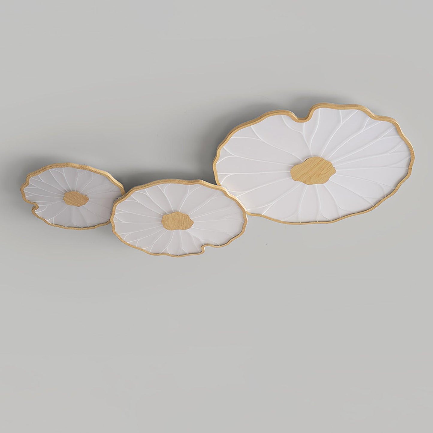 Lotus Leaf Ceiling Lamp Scandinavian with Integrated LED and Wood Grain Finish