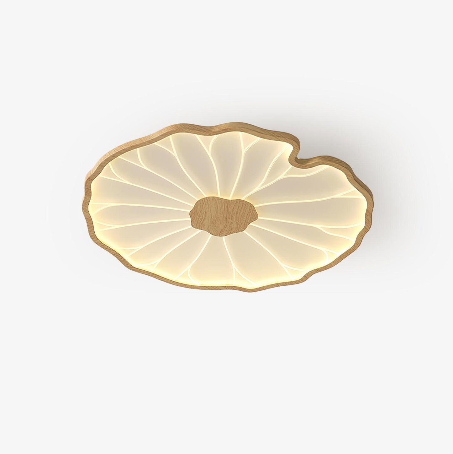 Lotus Leaf Ceiling Lamp Scandinavian with Integrated LED and Wood Grain Finish