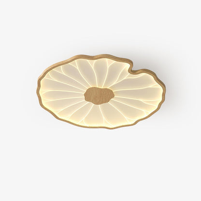 Lotus Leaf Ceiling Lamp Scandinavian with Integrated LED and Wood Grain Finish