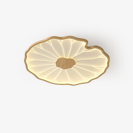 Lotus Leaf Ceiling Lamp Scandinavian with Integrated LED and Wood Grain Finish