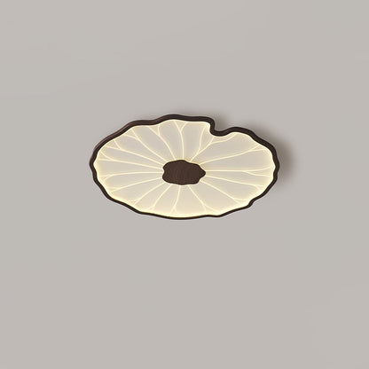 Lotus Leaf Ceiling Lamp Scandinavian with Integrated LED and Wood Grain Finish