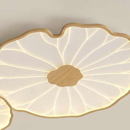 Lotus Leaf Ceiling Lamp Scandinavian with Integrated LED and Wood Grain Finish