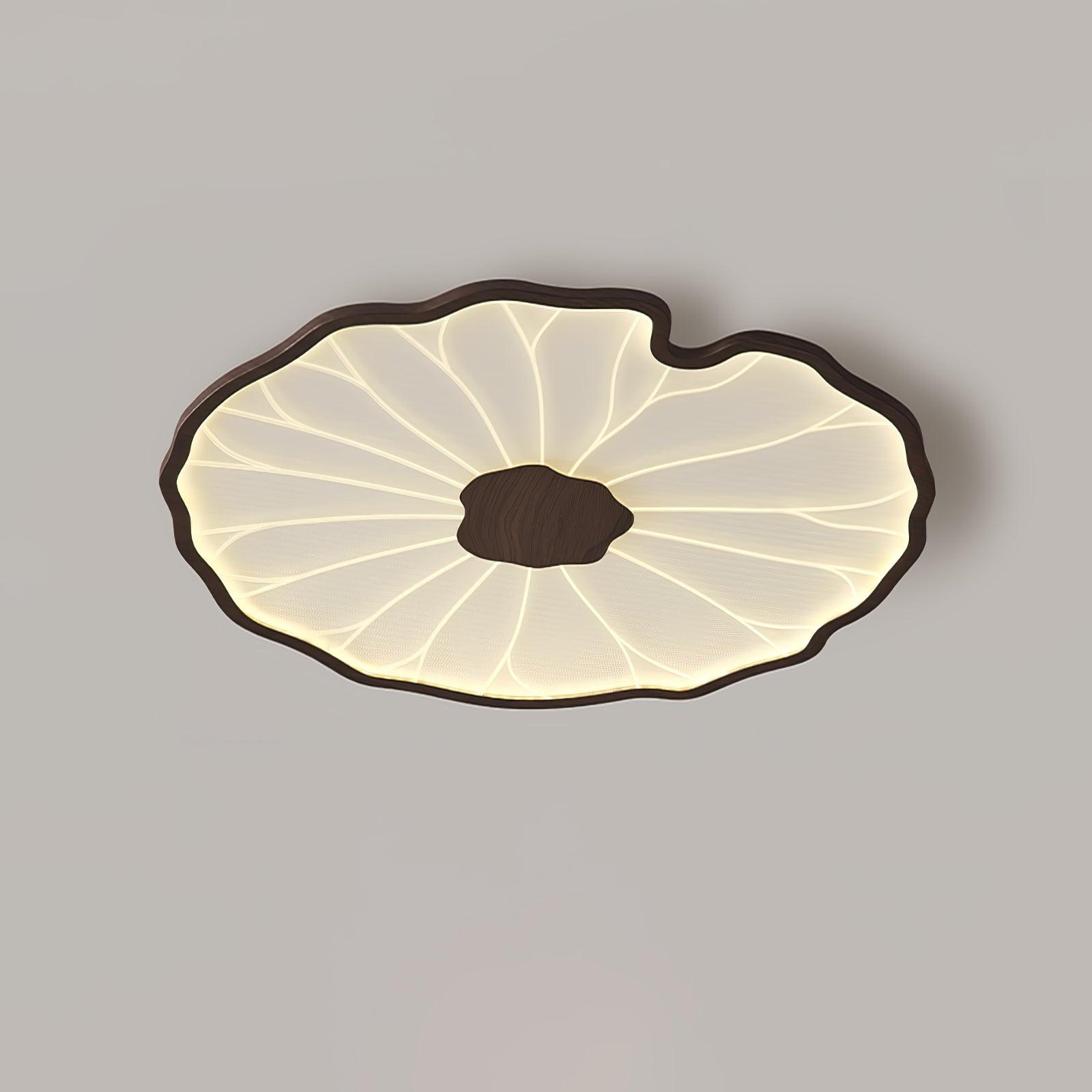 Lotus Leaf Ceiling Lamp Scandinavian with Integrated LED and Wood Grain Finish