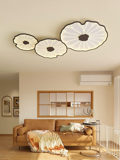 Lotus Leaf Ceiling Lamp Scandinavian with Integrated LED and Wood Grain Finish