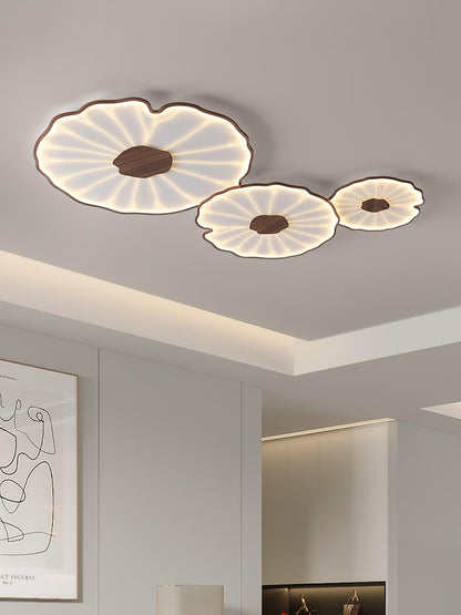 Lotus Leaf Ceiling Lamp Scandinavian with Integrated LED and Wood Grain Finish