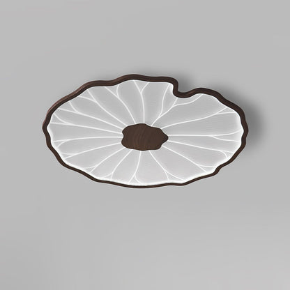 Lotus Leaf Ceiling Lamp Scandinavian with Integrated LED and Wood Grain Finish