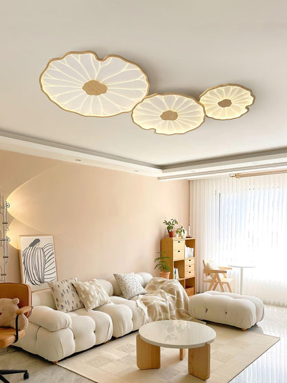 Lotus Leaf Ceiling Lamp Scandinavian with Integrated LED and Wood Grain Finish