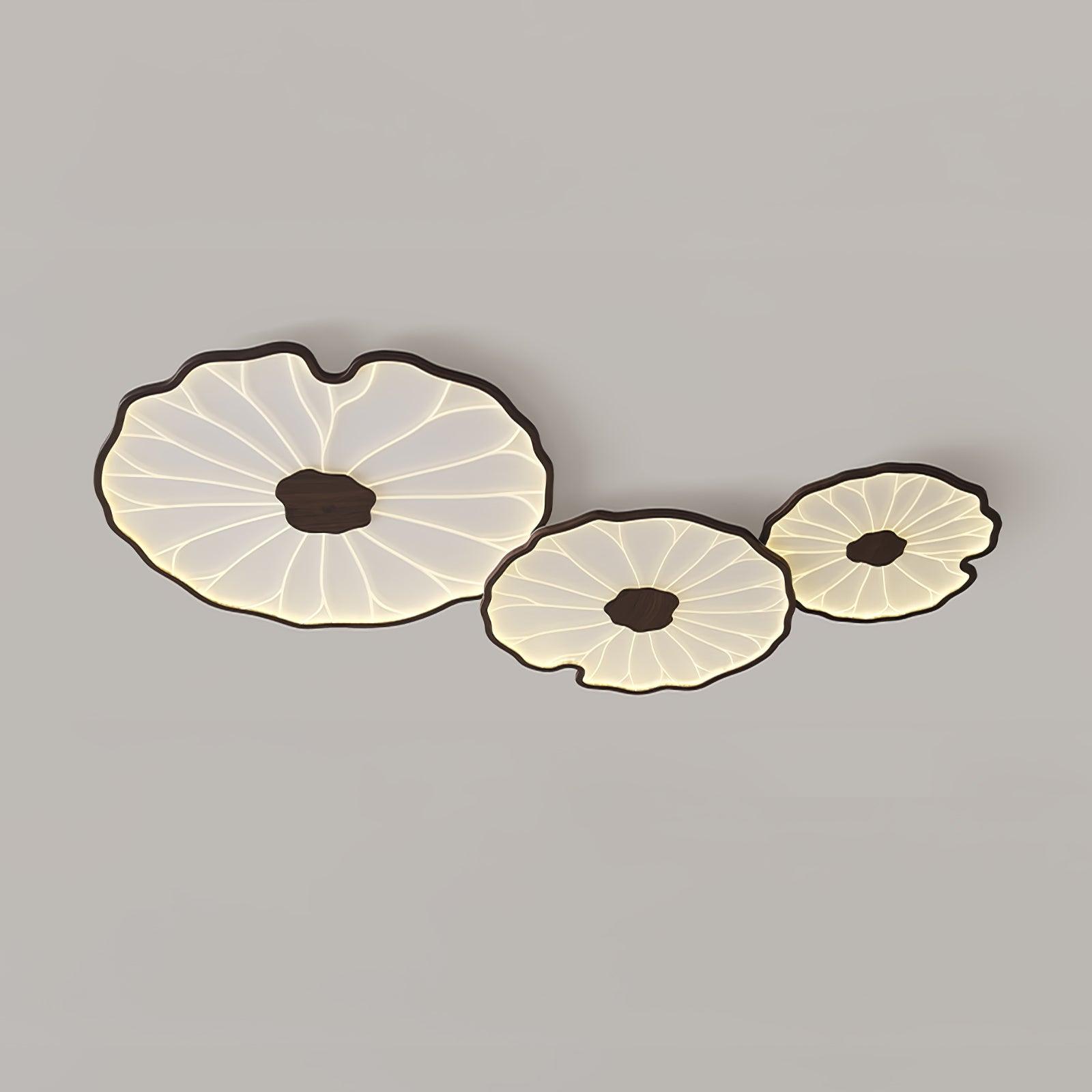 Lotus Leaf Ceiling Lamp Scandinavian with Integrated LED and Wood Grain Finish