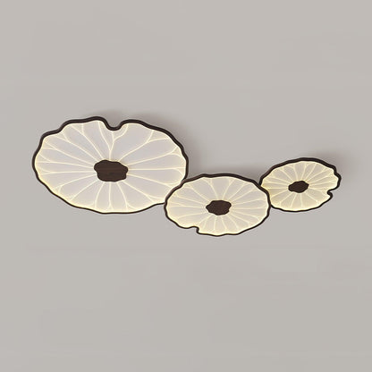 Lotus Leaf Ceiling Lamp Scandinavian with Integrated LED and Wood Grain Finish