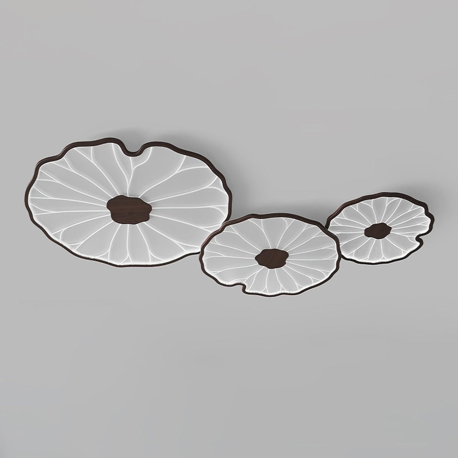 Lotus Leaf Ceiling Lamp Scandinavian with Integrated LED and Wood Grain Finish