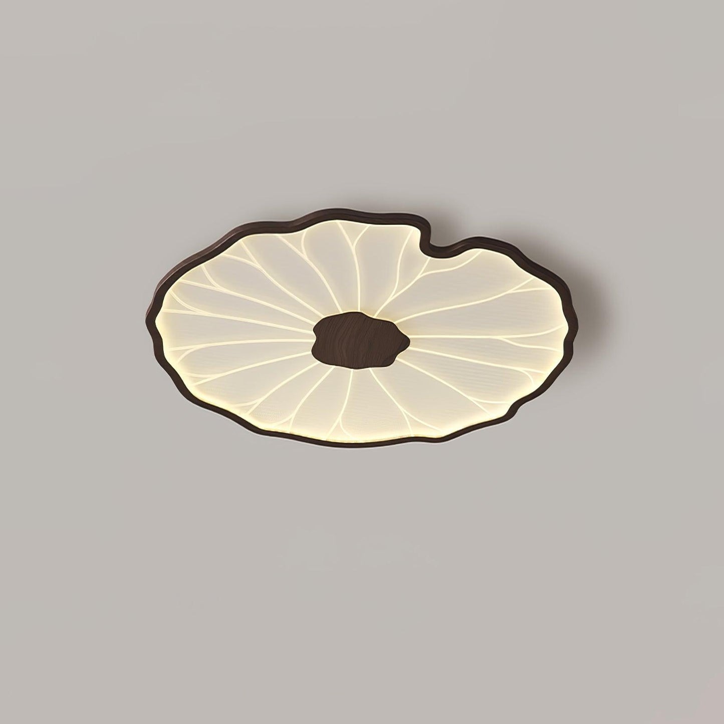 Lotus Leaf Ceiling Lamp Scandinavian with Integrated LED and Wood Grain Finish